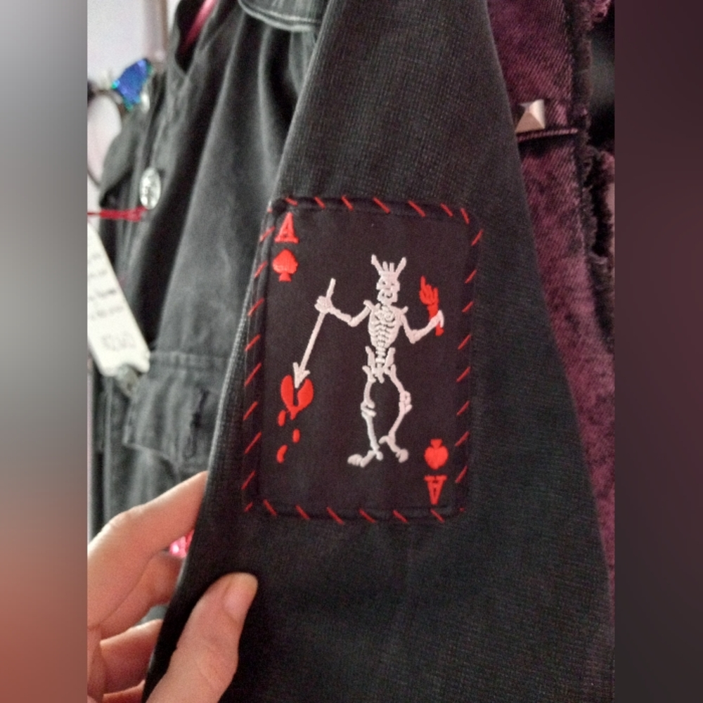 Custom Sabrina "hell witch" OOAK Rage tripp skull button jacket RARE PRICE FIRM - Picture 7 of 16